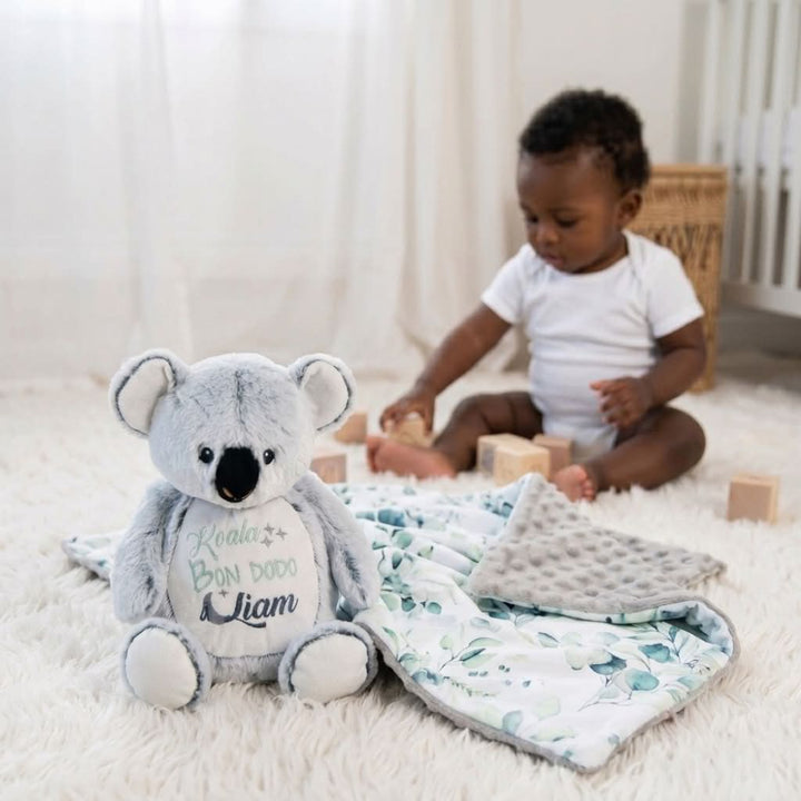 Koala and eucalyptus blanket