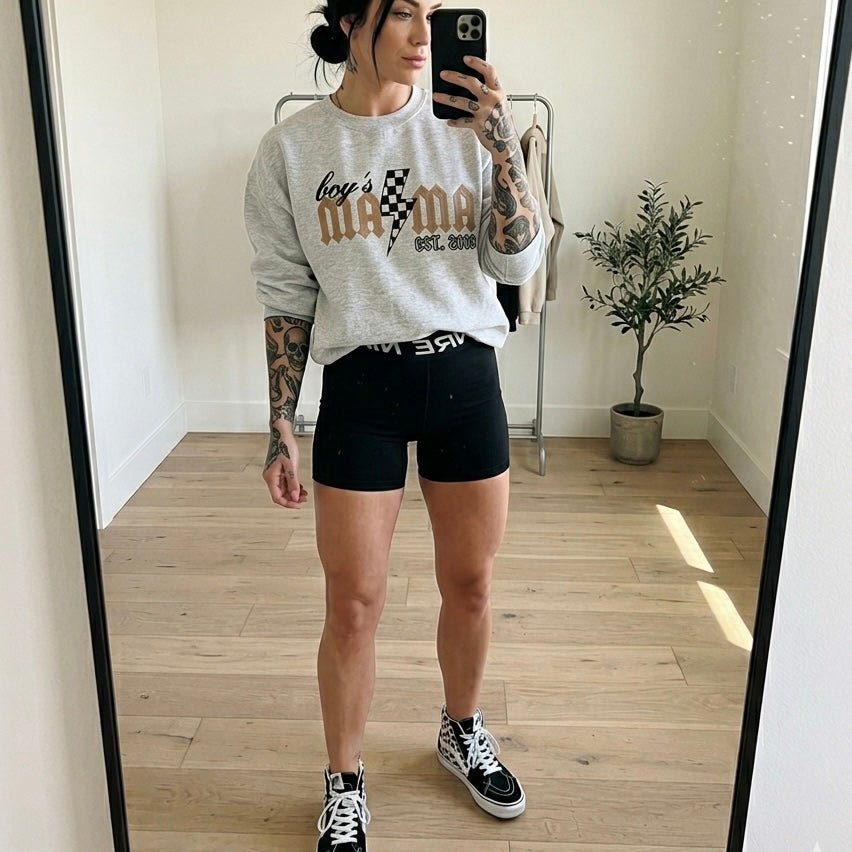 boy's mama embroidery crewneck