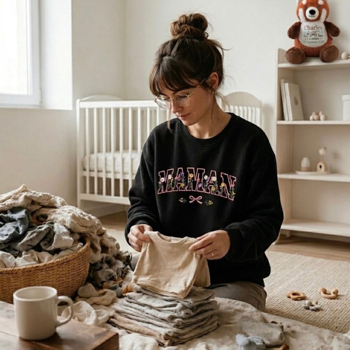 broderie chandail maman fleurs