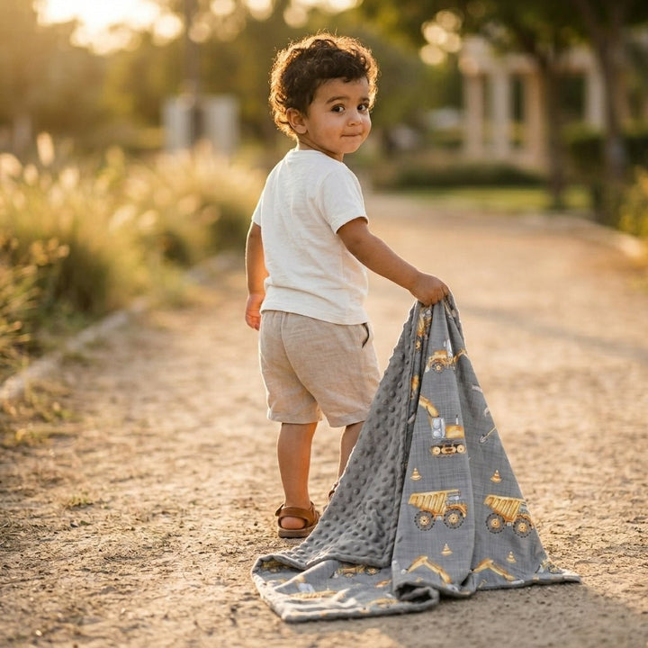 Construction baby blanket